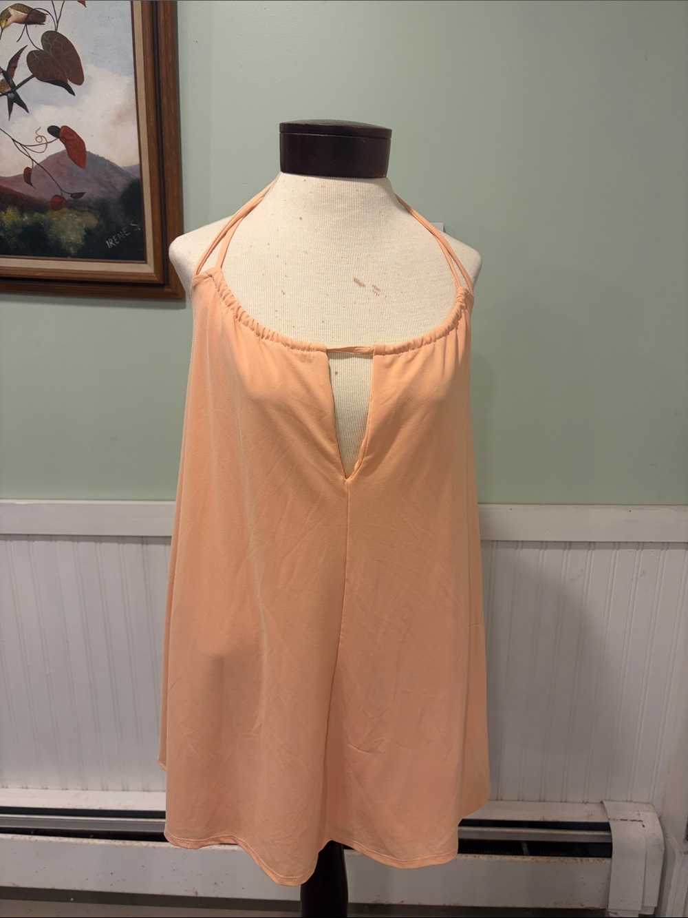 Nasty Gal Peach XS Halter Neck Swing Dress with pockets
